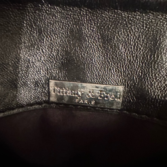 Tiffany & Fred PARIS leather sheepskin pleated shoulder bag crystal rhinestone - Picture 13 of 14